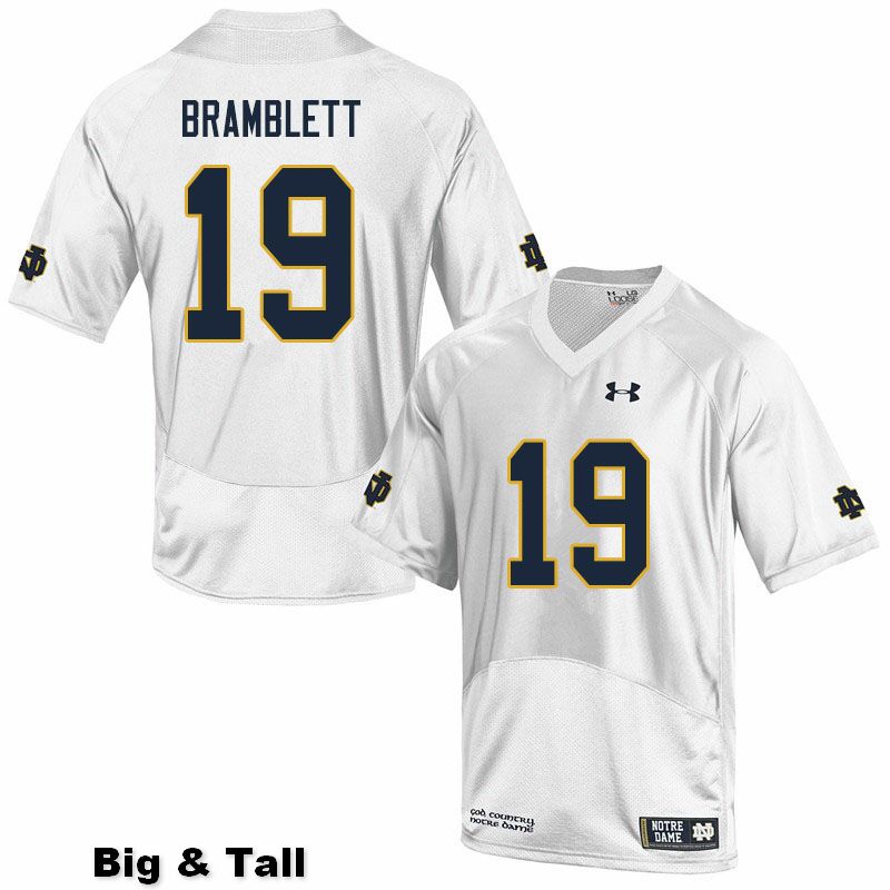 Men's NCAA Notre Dame Fighting Irish #19 Jay Bramblett Stitched College Under Armour Authentic White Big & Tall Football Jersey QT10Q43TE